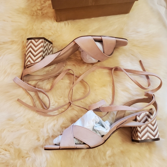Anthropologie Ankle-Tie Block Heel Sandal- nude/blush - Picture 6 of 11
